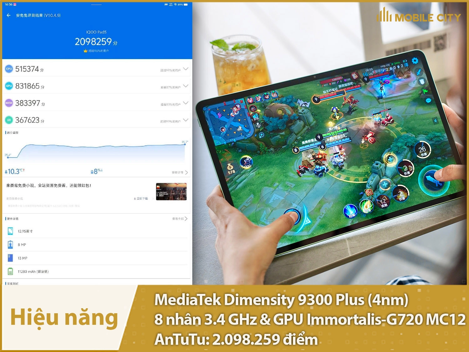 Hiệu năng cực kỳ mạnh mẽ với 2.098.259 điểm AnTuTu
