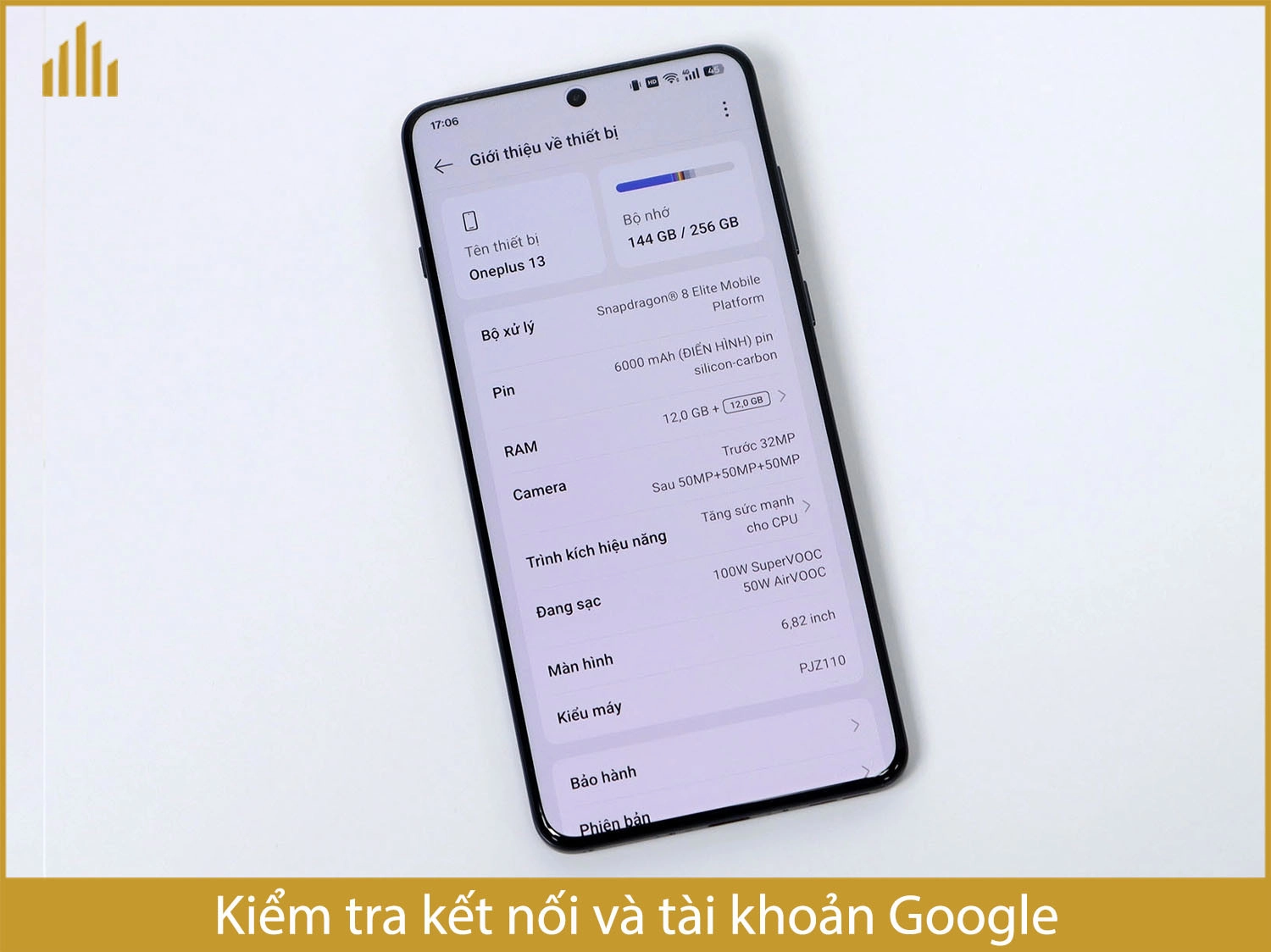 Kiểm tra kết nối, các tài khoản Google