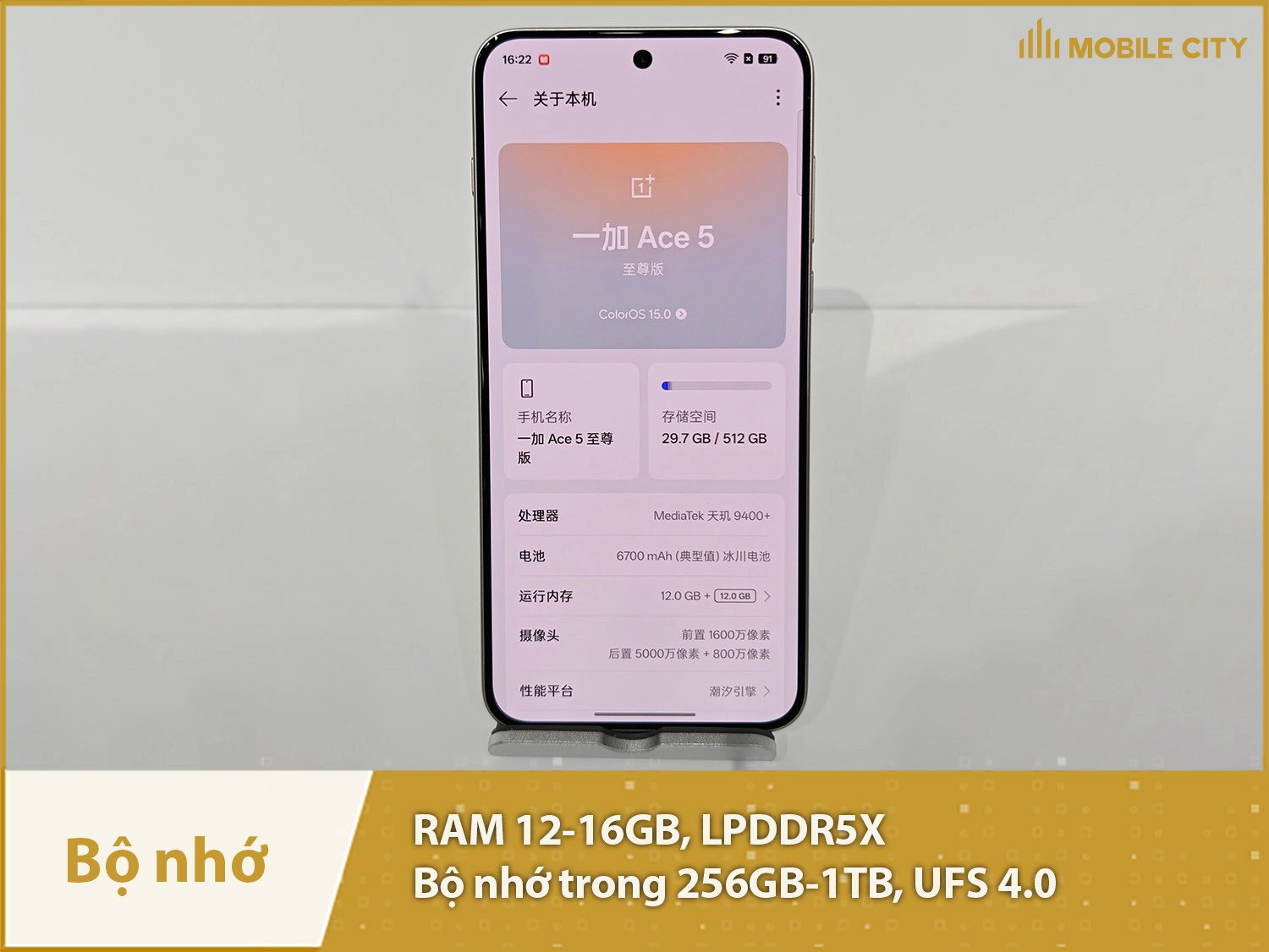 OnePlus Ace 5 Ultra có RAM 12-16GB & Bộ nhớ trong 256GB-1TB