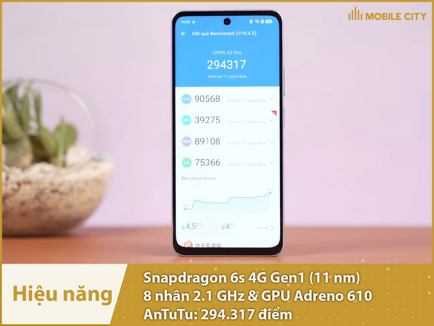 Hiệu năng đủ mượt với 294.317 điểm AnTuTu