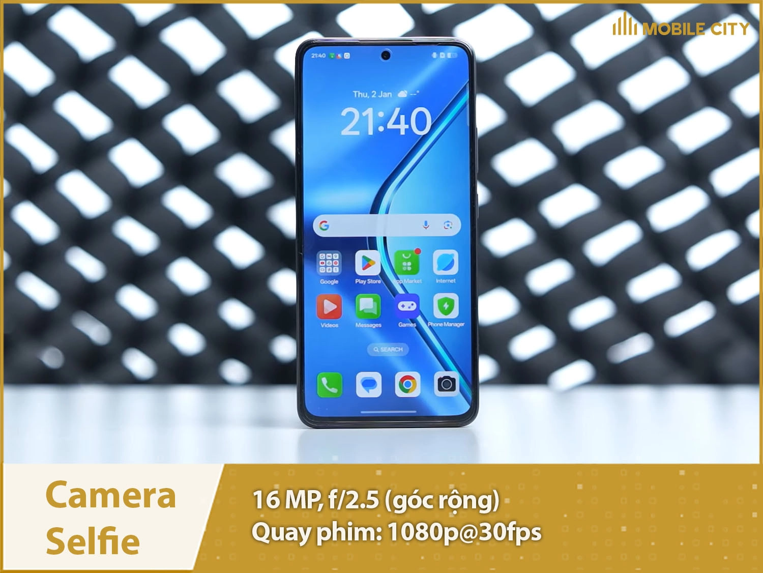 Camera selfie 16MP:  Quay phim 1080p