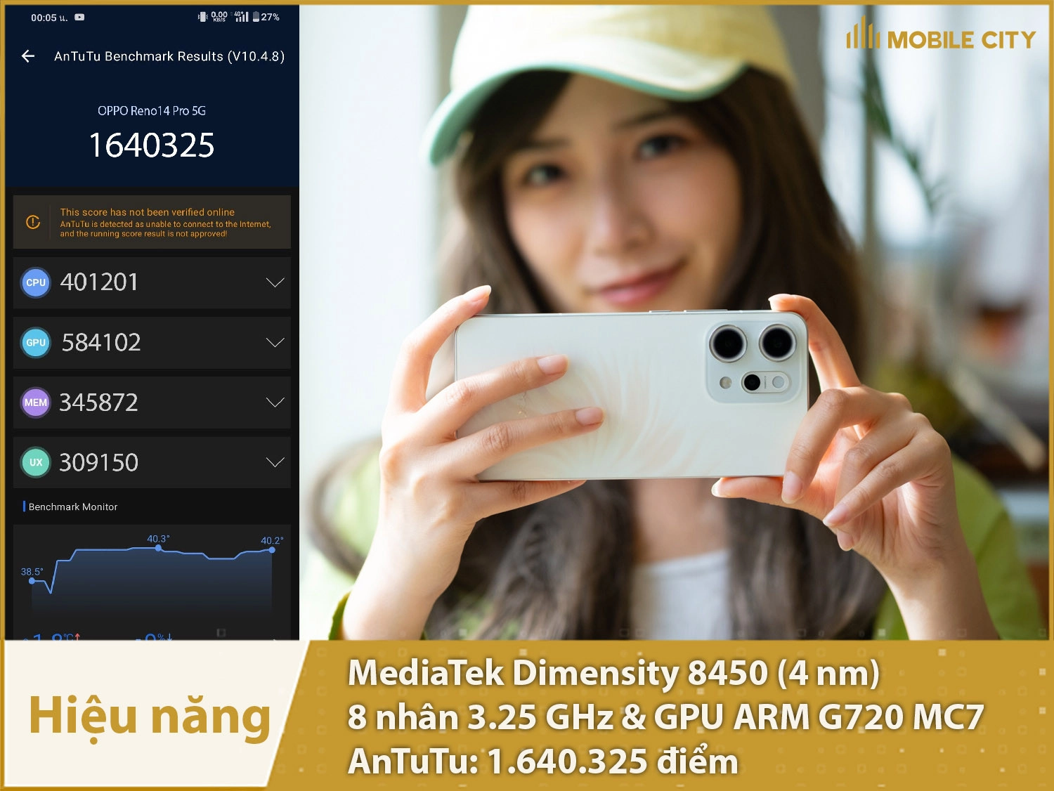 Hiệu năng cực kỳ mạnh mẽ với 1.640.325 điểm AnTuTu