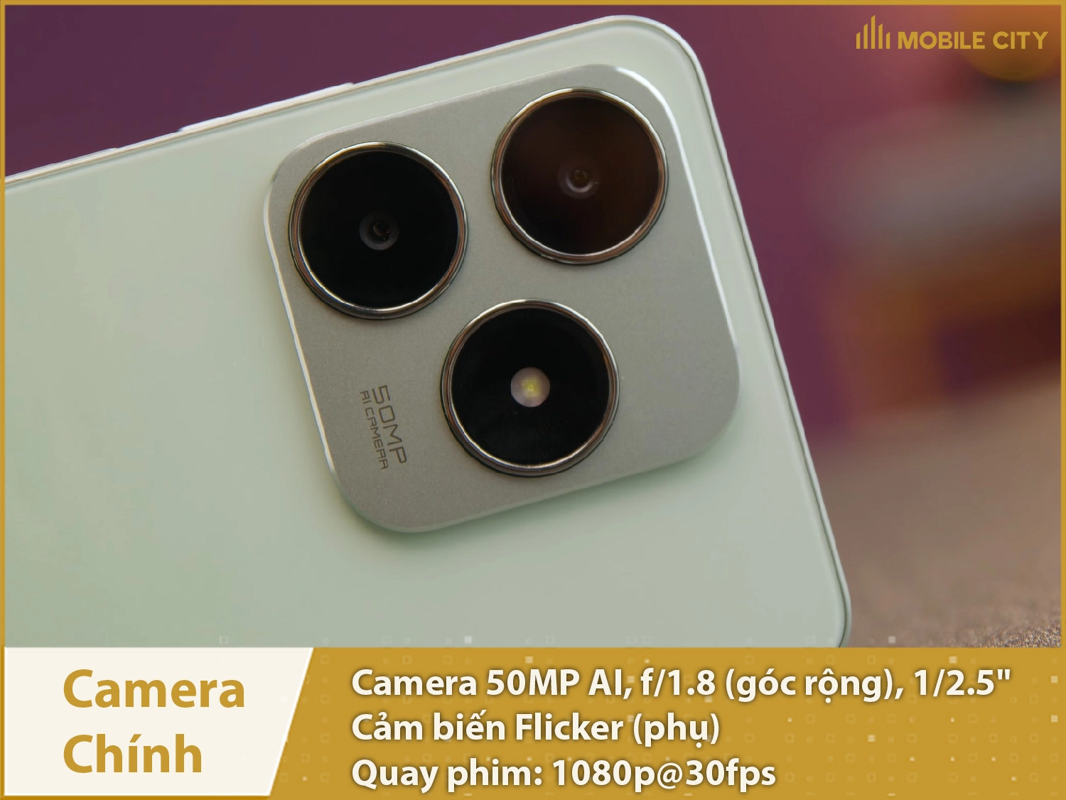 Camera 50MP AI; Quay phim 1080p