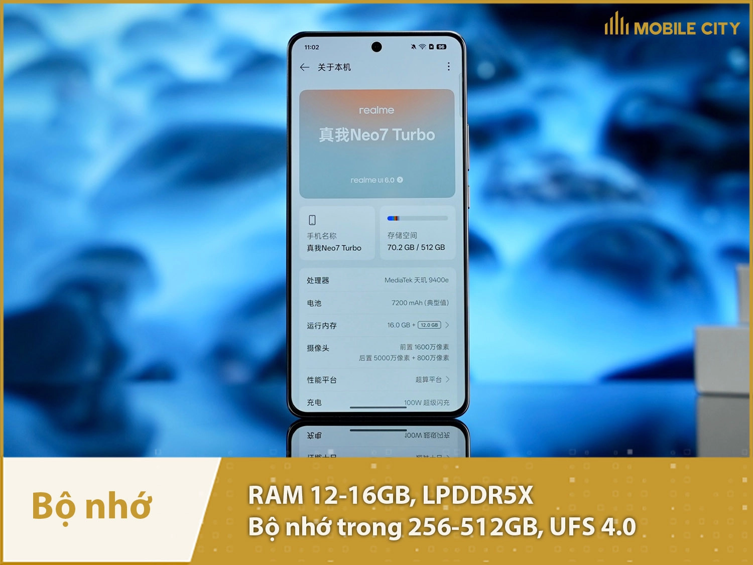 Realme Neo7 Turbo có RAM 12-16GB & Bộ nhớ trong 256-512GB
