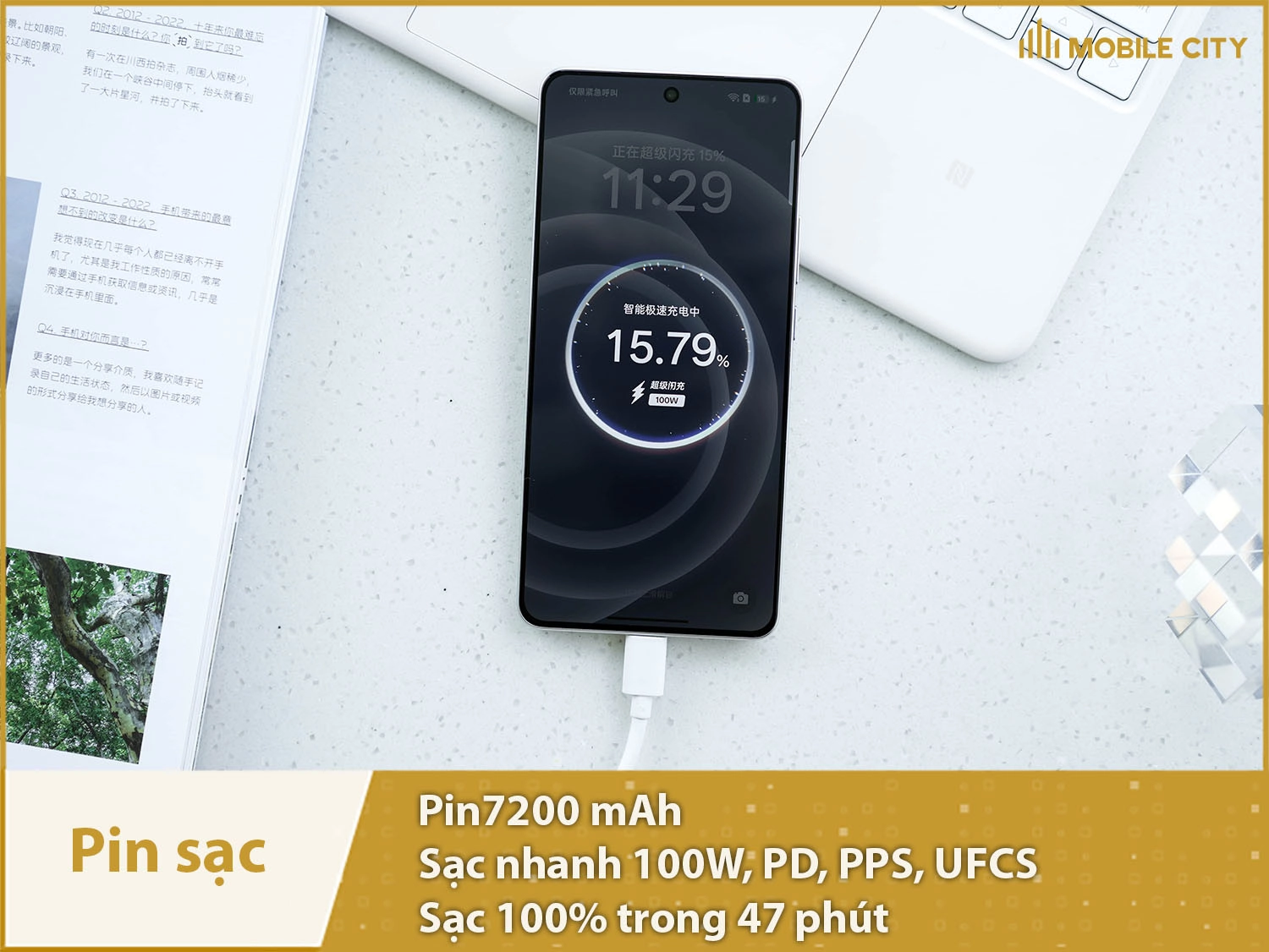 Pin khủng 7200mAh & Sạc siêu nhanh 100W
