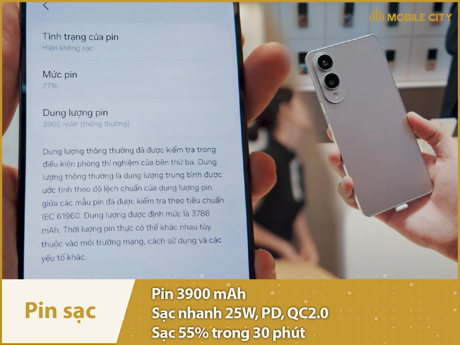 Pin đủ dùng 3900mAh & Sạc nhanh 25W