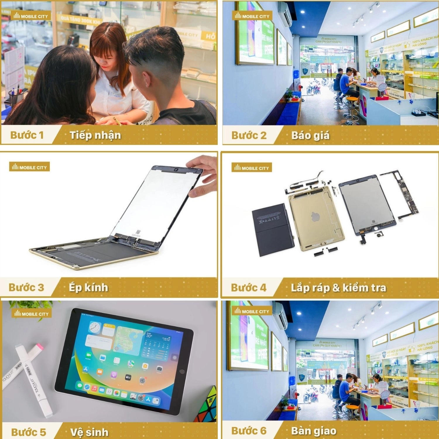 ép kính iPad Air 2, quy trình