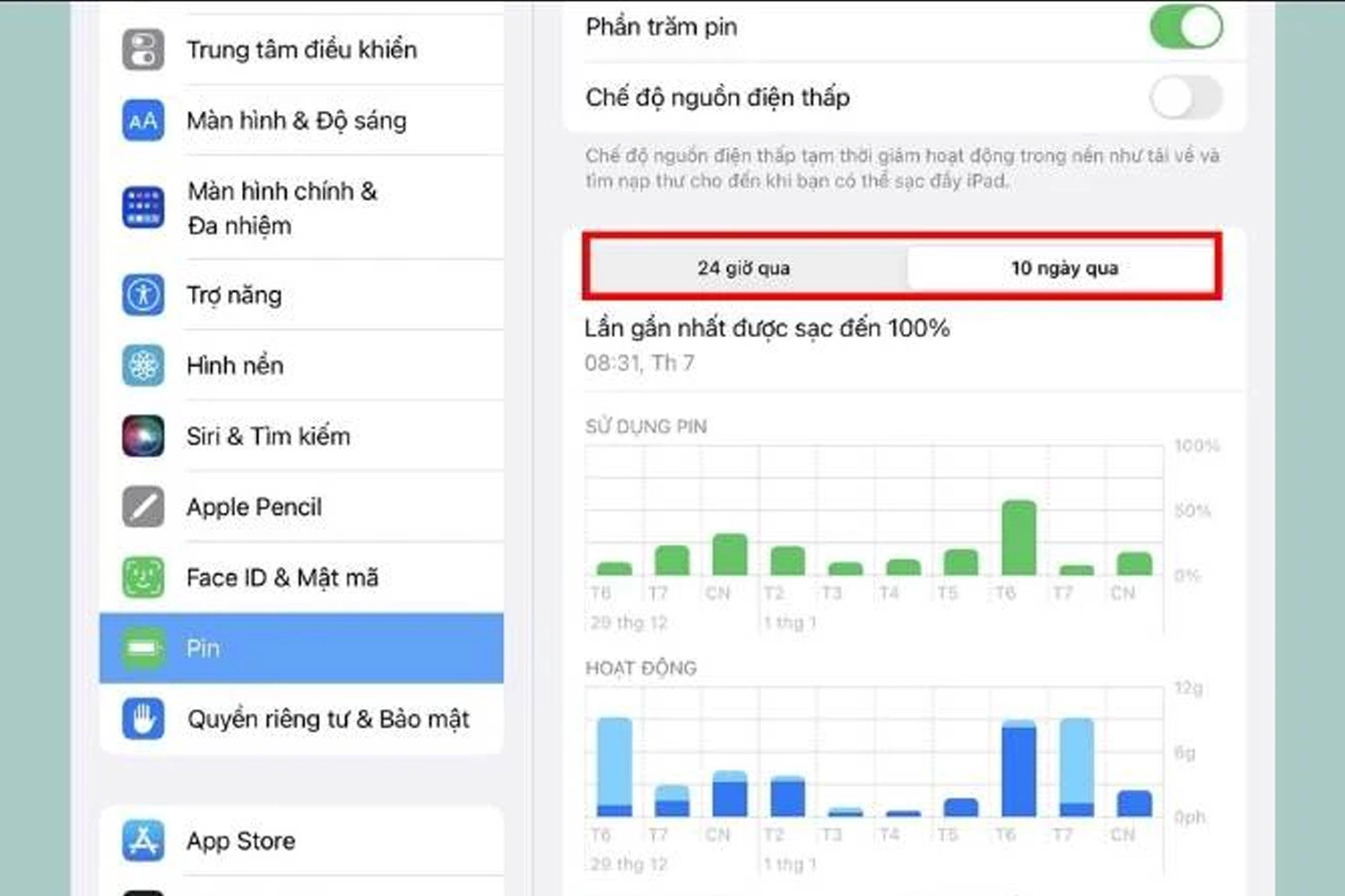 Thay Pin iPad Gen 10, kiểm tra lịch sử sử dụng Pin