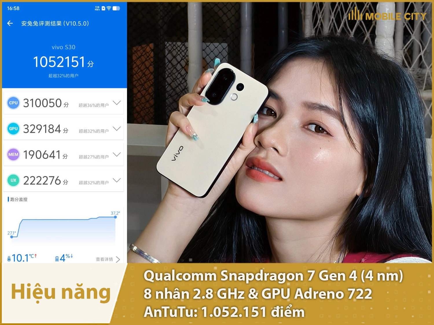 Hiệu năng mạnh mẽ của Snapdragon 7 Gen 4 trên Vivo S30