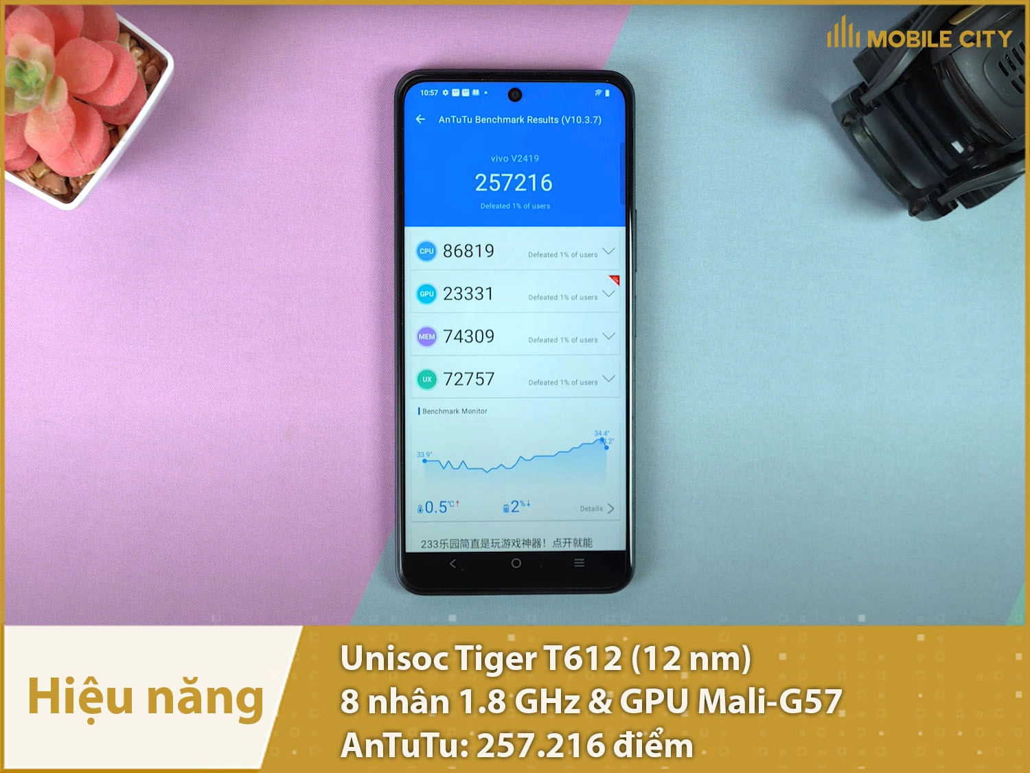 Hiệu năng mượt mà với 257.216 điểm AnTuTu