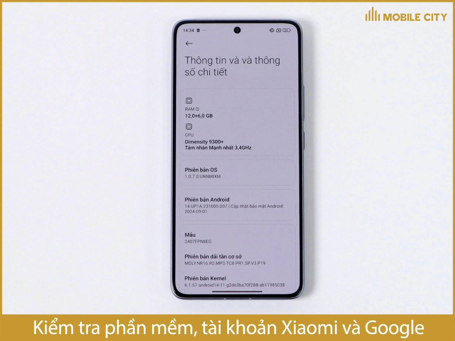 Kiểm tra phần mềm, tài khoản Xiaomi và Google
