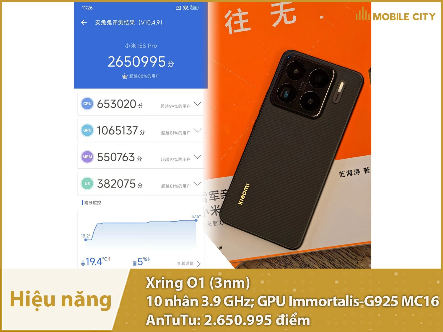 Xiaomi 15S Pro có hiệu năng mạnh mẽ với hơn 2,6 triệu điểm AnTuTu