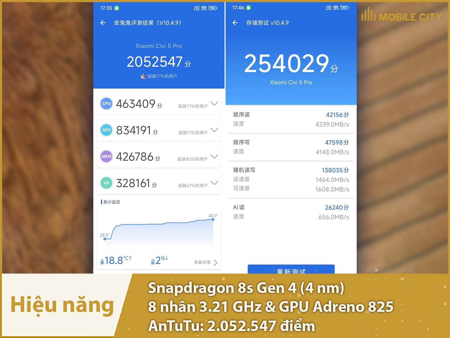 Hiệu năng cực kỳ mạnh mẽ với 2.052.547 điểm AnTuTu