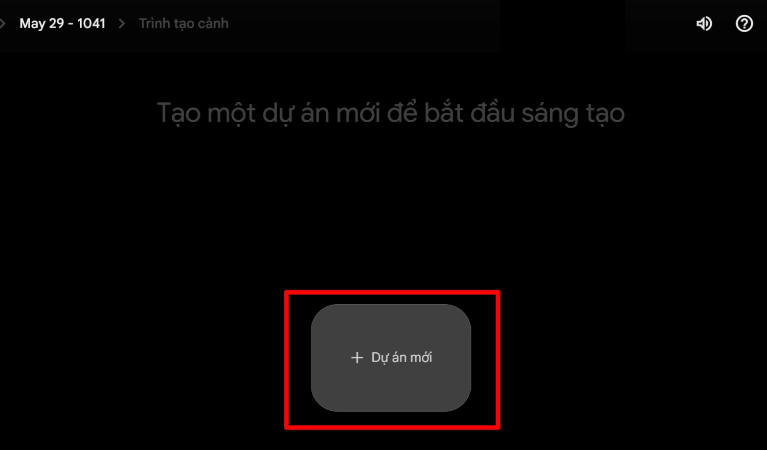 Ấn vào nút Tạo dự án mới