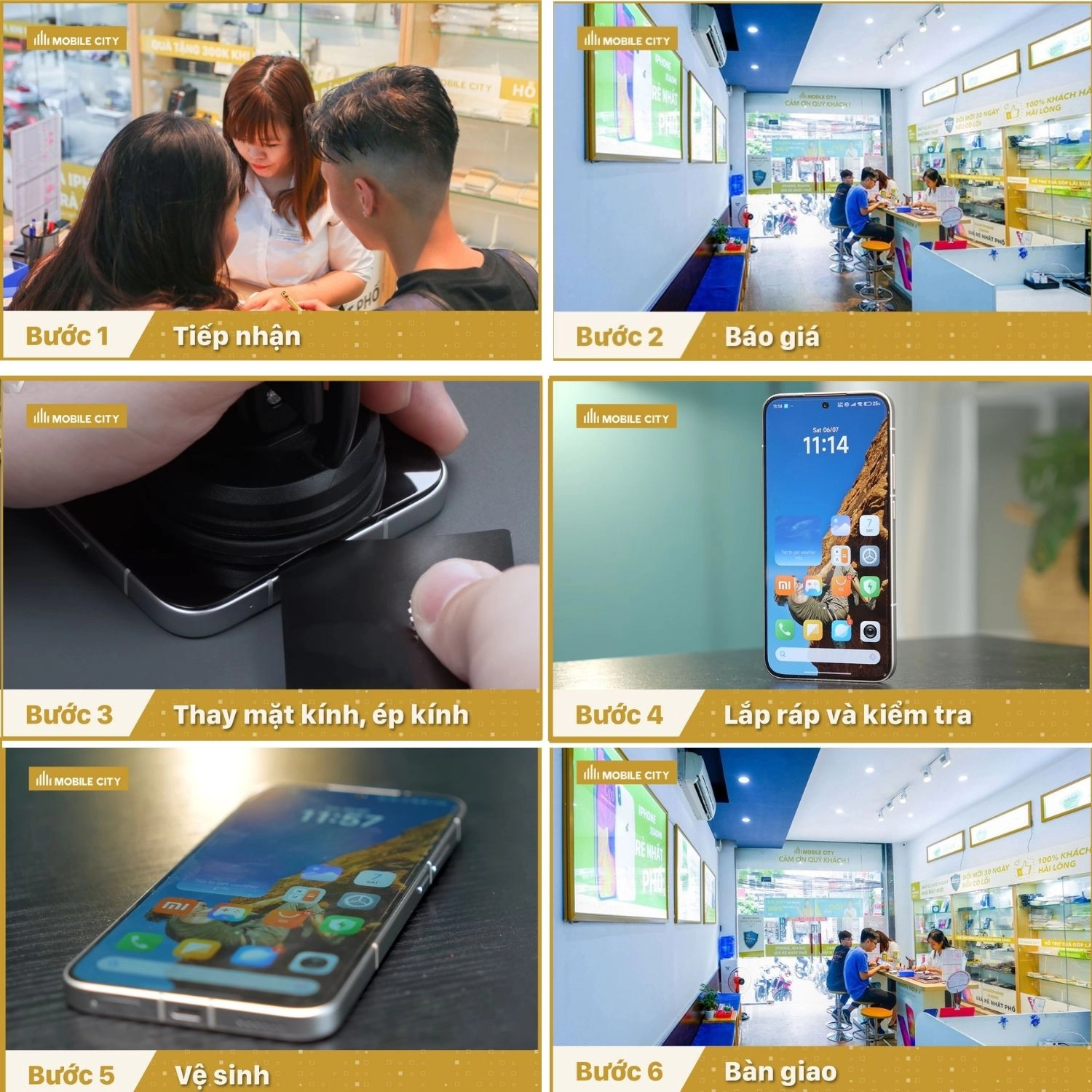Ép kính Xiaomi Redmi Turbo 4, quy trình