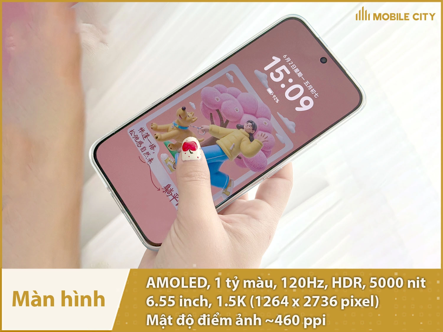 Màn hình AMOLED 1 tỷ màu, độ sáng 5000nit
