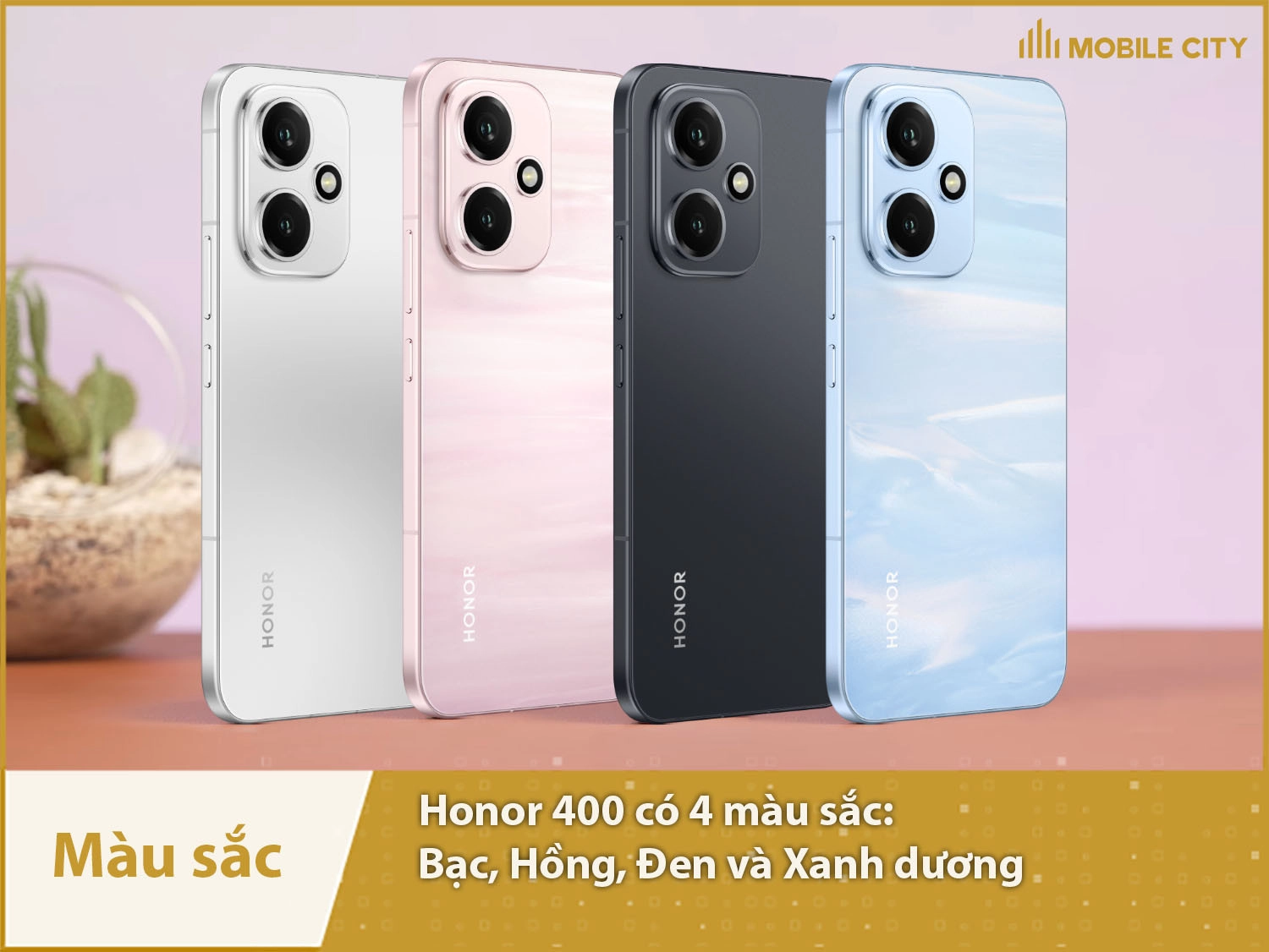 Honor 40 có 4 màu: Bạc, Hồng, Đen và Xanh dương