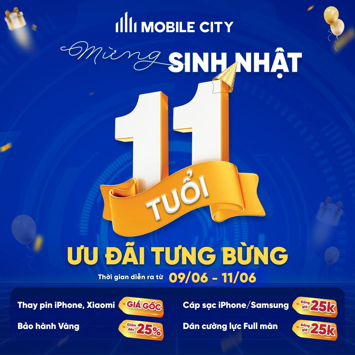 Chương trình ưu đãi sinh nhật 11 tuổi của MobileCity
