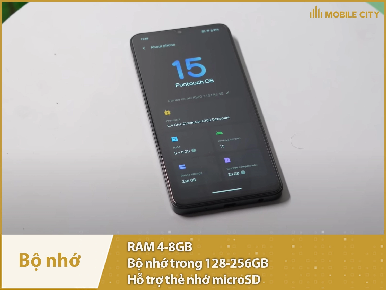 iQOO Z10 Lite có RAM 4-8GB & Bộ nhớ trong 128-256GB