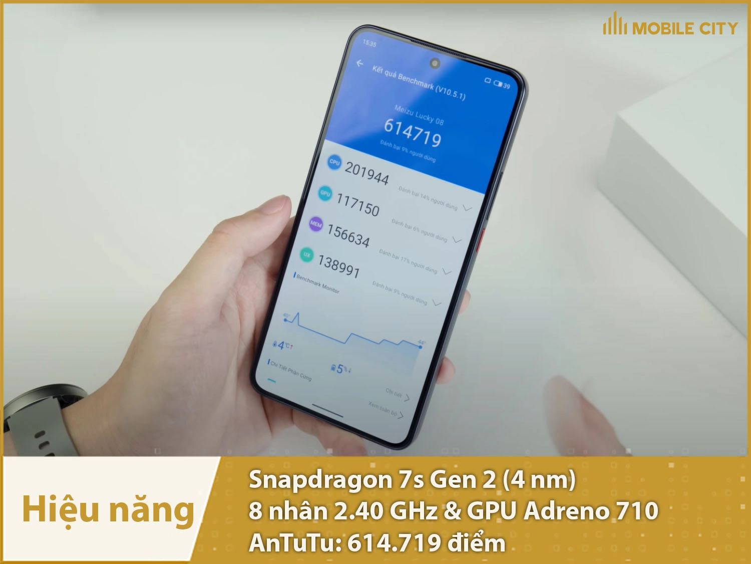 Hiệu năng mạnh mẽ với 614.719 điểm AnTuTu