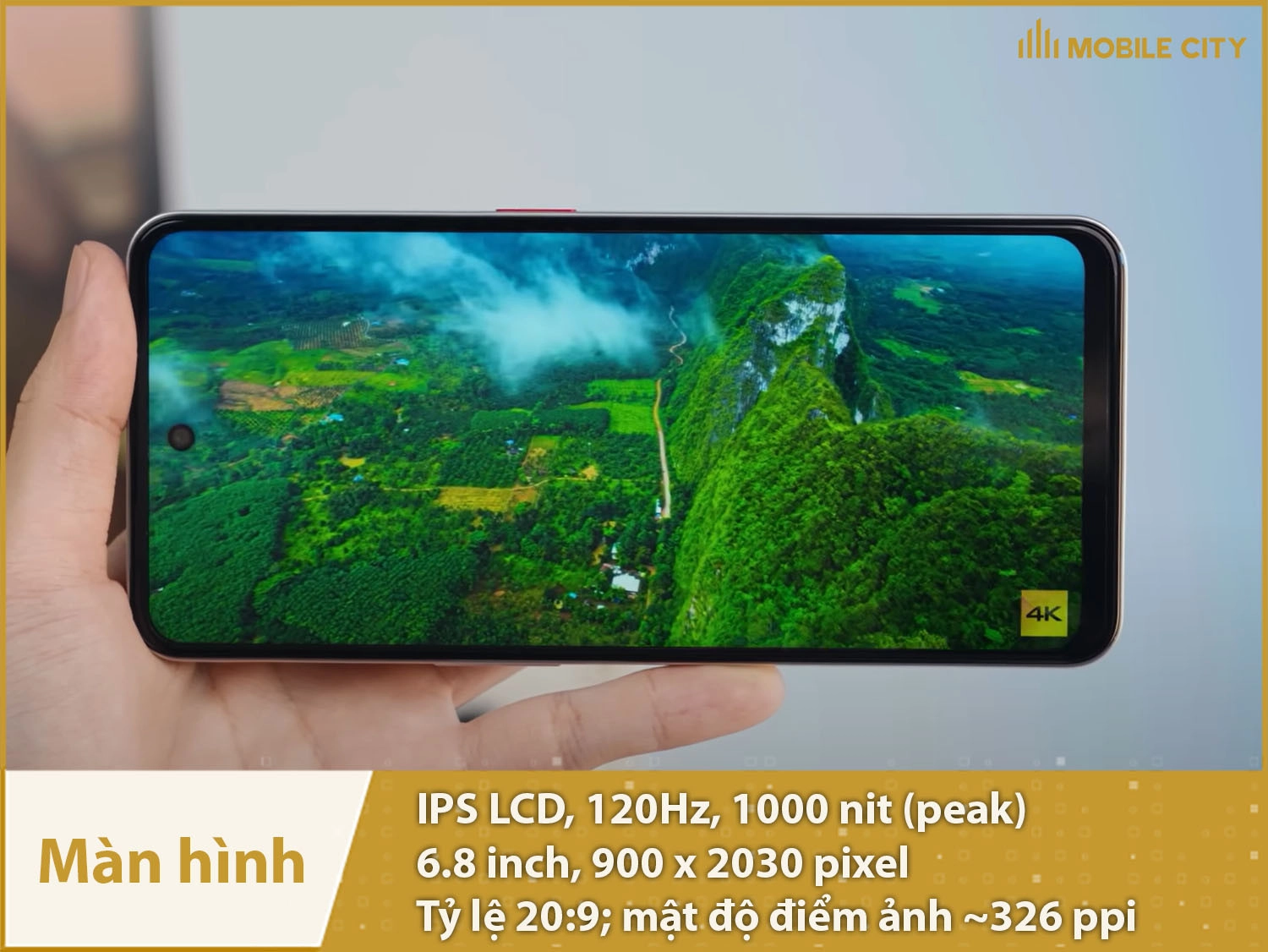 Màn hình IPS LCD 120Hz, 1000nit cực sáng
