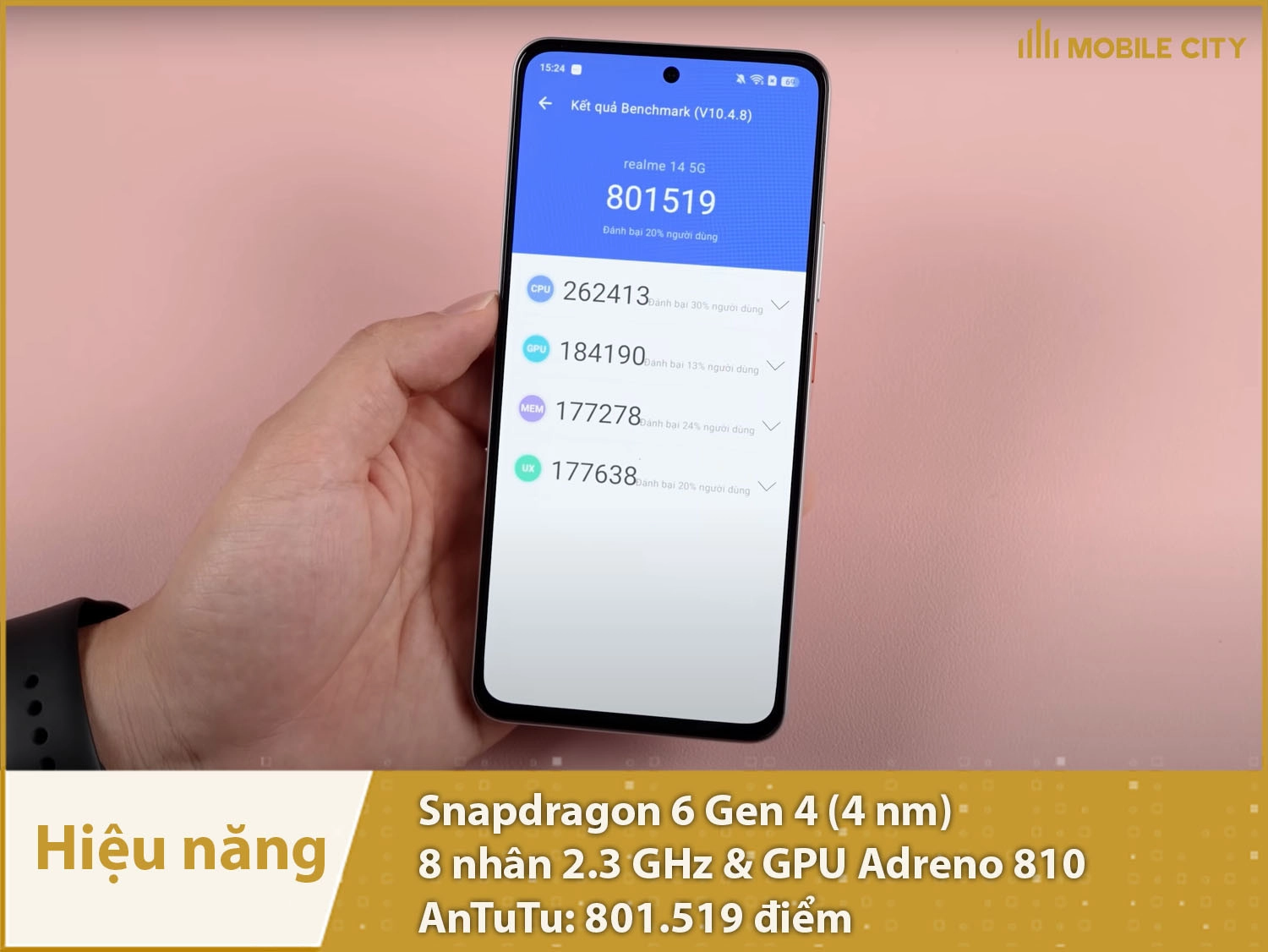 Hiệu năng mạnh mẽ với 801.519 điểm AnTuTu