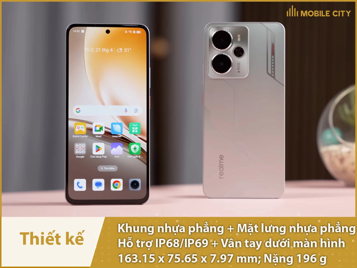 Thiết kế vuông vắn bóng bẩy, hỗ trợ IP68/IP69