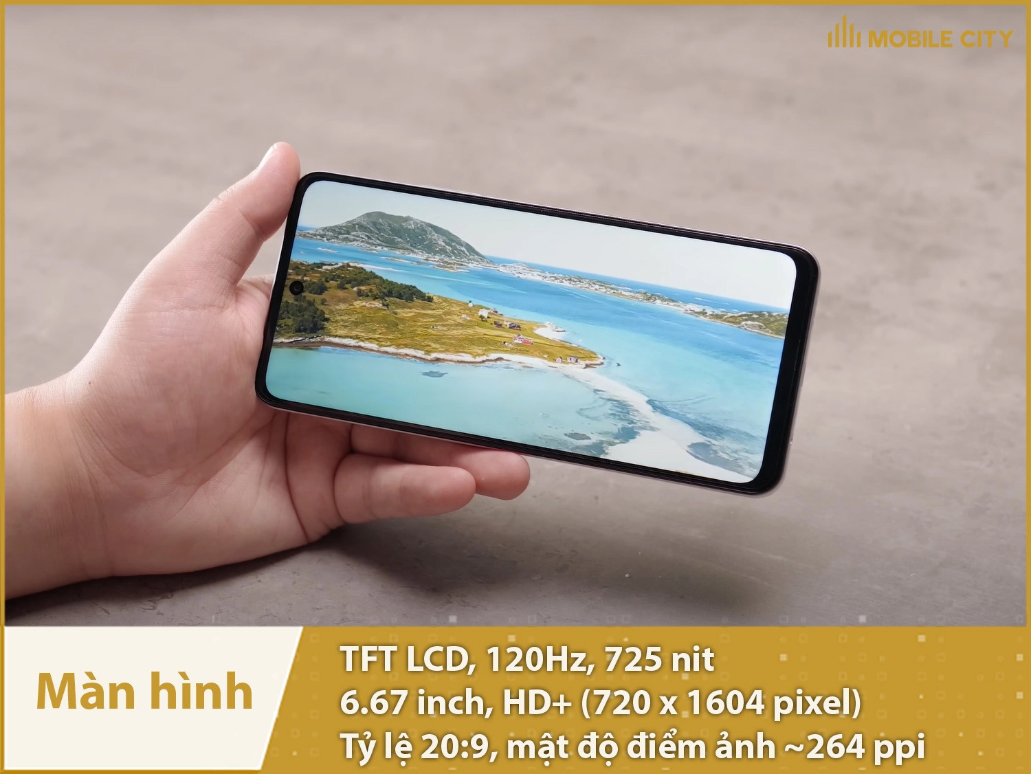 Màn hình LCD 120Hz mượt mà, độ sáng cao 725nit