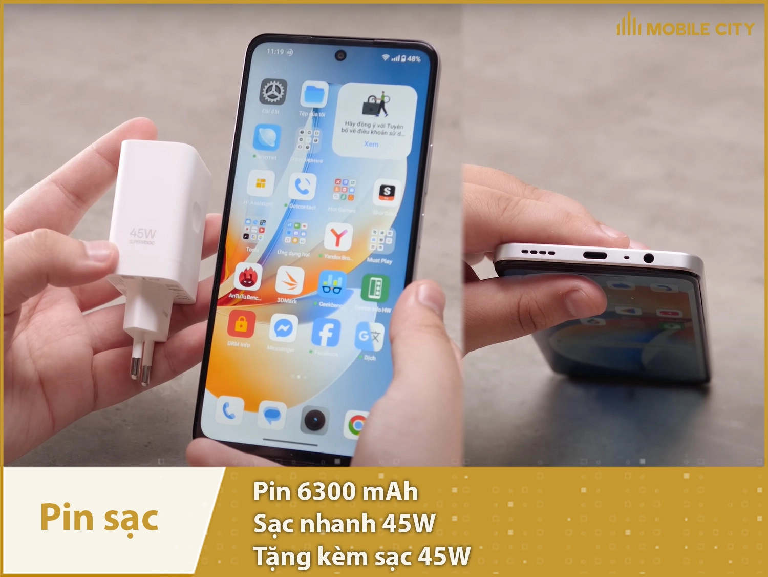 Pin khủng 6300mAh & Sạc nhanh 45W