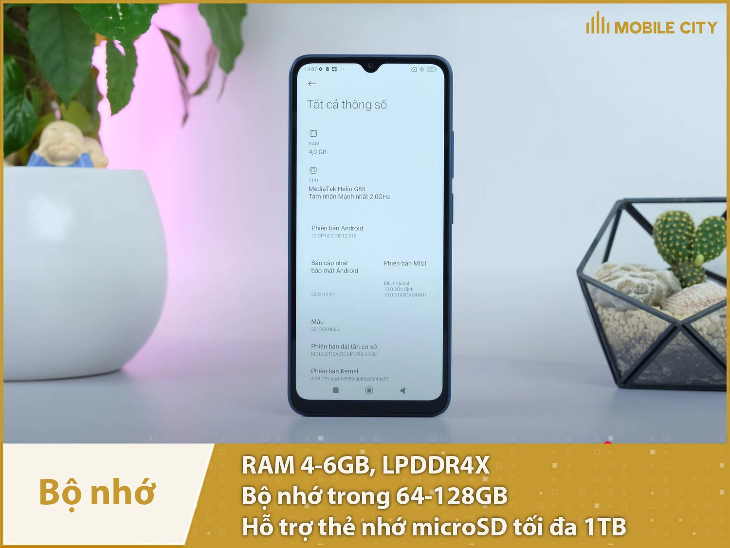 Redmi 12C có RAM 4GB & Bộ nhớ trong 64-128GB