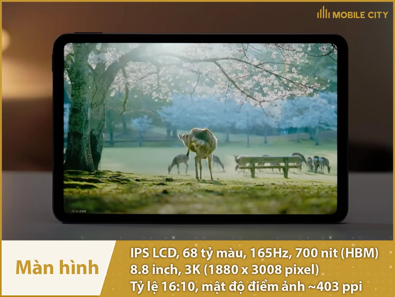 Màn hình IPS LCD 165Hz 68 tỷ màu, 3K siêu nét và độ sáng 700nit