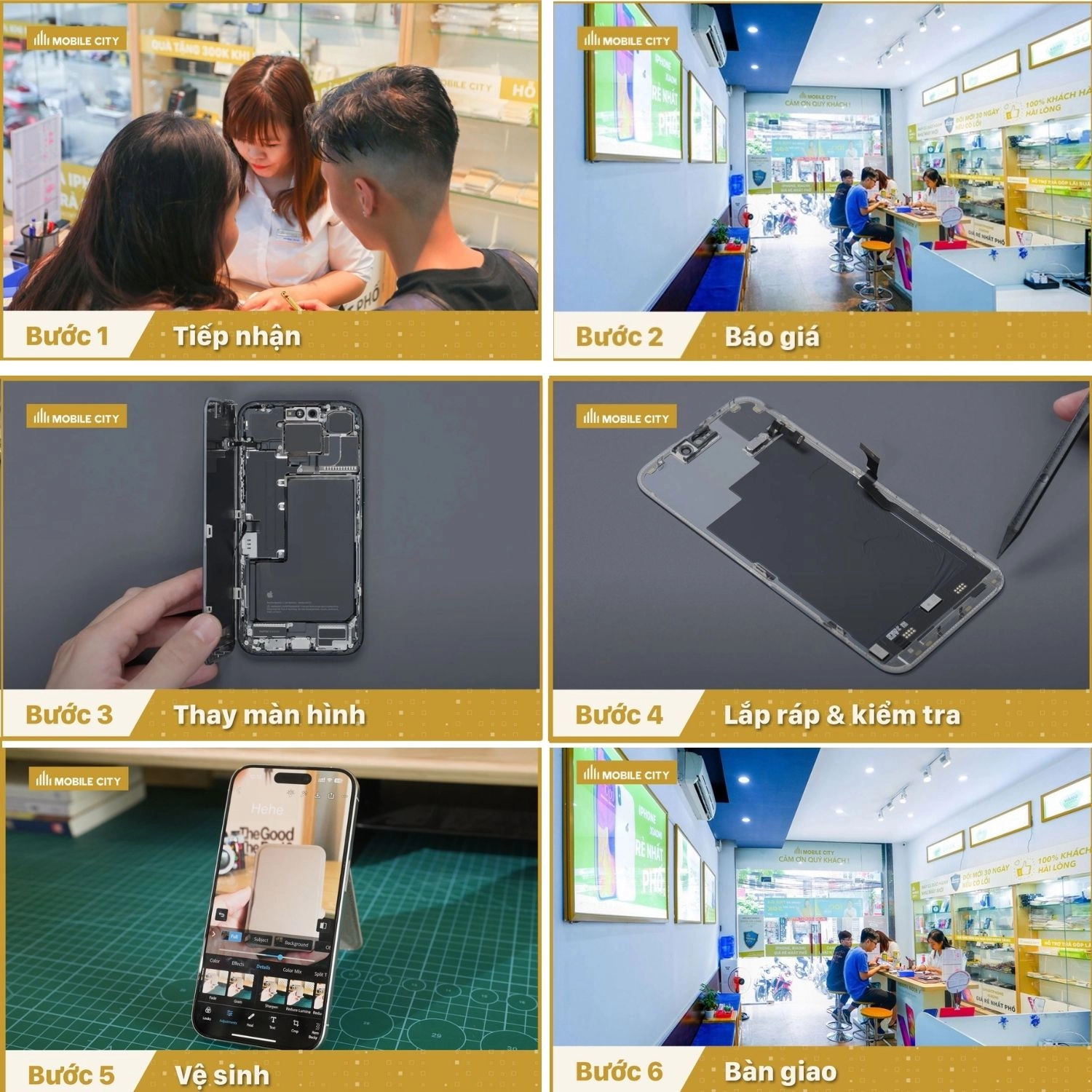 Thay màn hình Pisen iPhone 15 Pro, quy trình