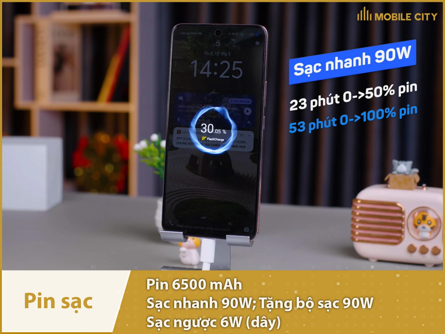 Pin 6500mAh cực khủng & Sạc 90W tốc độ cực cao