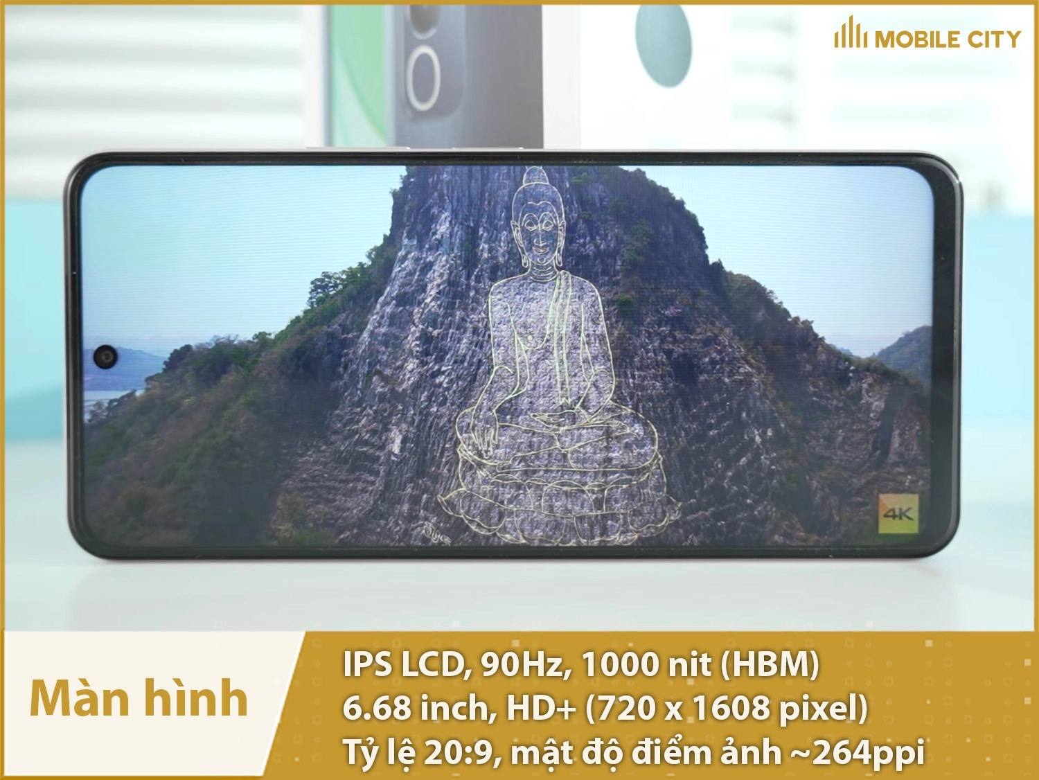 Màn hình 6,68 inch IPS LCD 90Hz, 1000nit