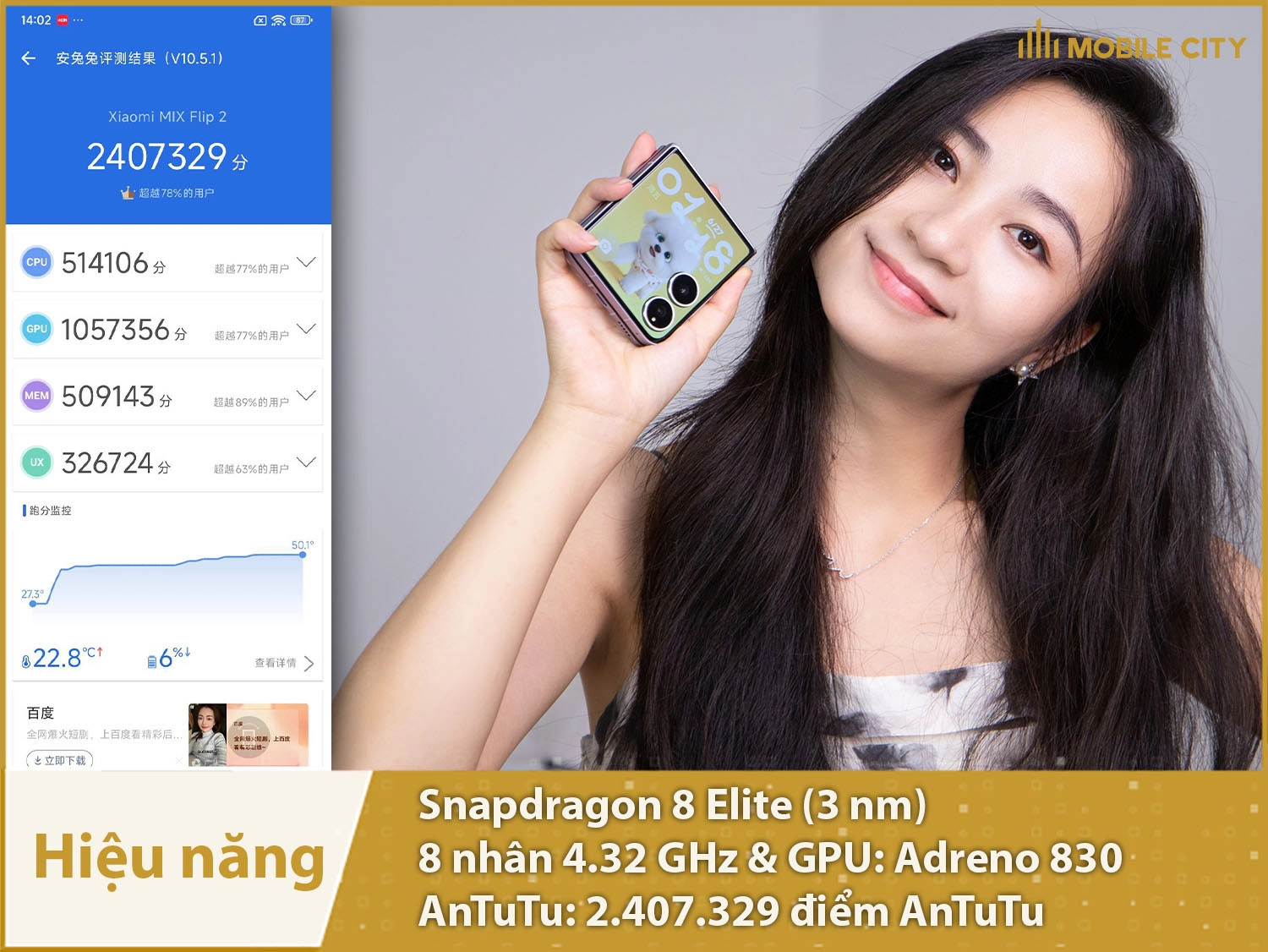 Hiệu năng cực kỳ mạnh mẽ với 2.407.329 điểm AnTuTu