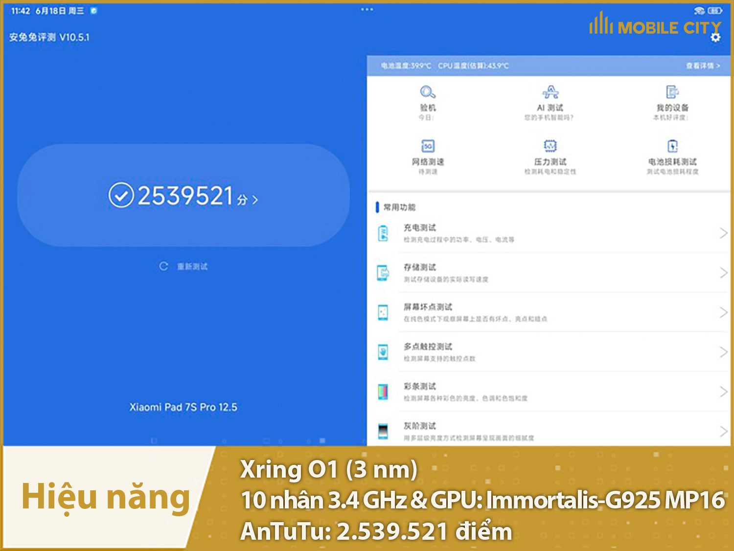 Hiệu năng siêu mạnh mẽ với 2.539.521 điểm AnTuTu