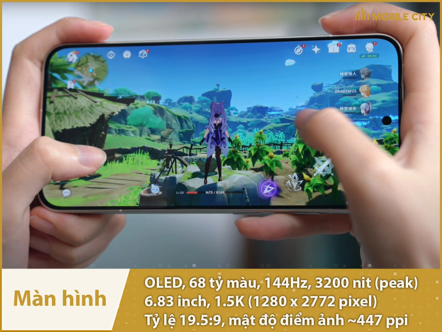 Màn hình OLED 144Hz, 6,83 inch 1.5K, độ sáng 3200nit