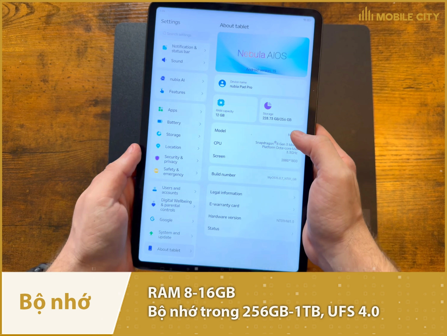 Nubia Pad Pro có RAM 8-16GB & Bộ nhớ trong 256GB-1TB