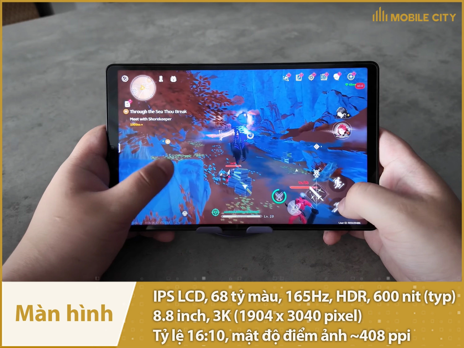 Màn hình 8.8 inch 3K, IPS LCD 144Hz, 600nit