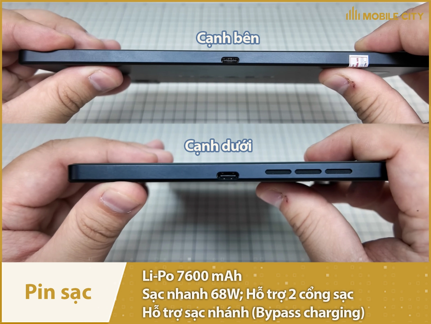 Pin đủ dùng 7600mAh & Sạc 68W, có sạc nhánh