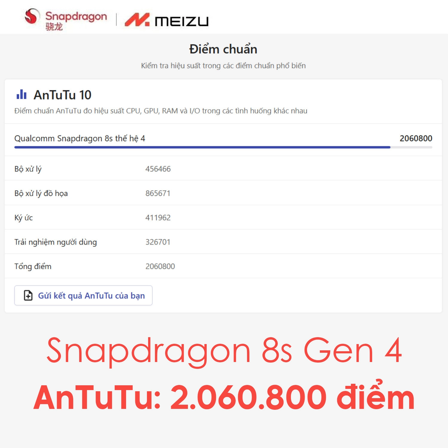 Hiệu năng siêu mạnh mẽ với 2.060.800 điểm AnTuTu (ước tính)