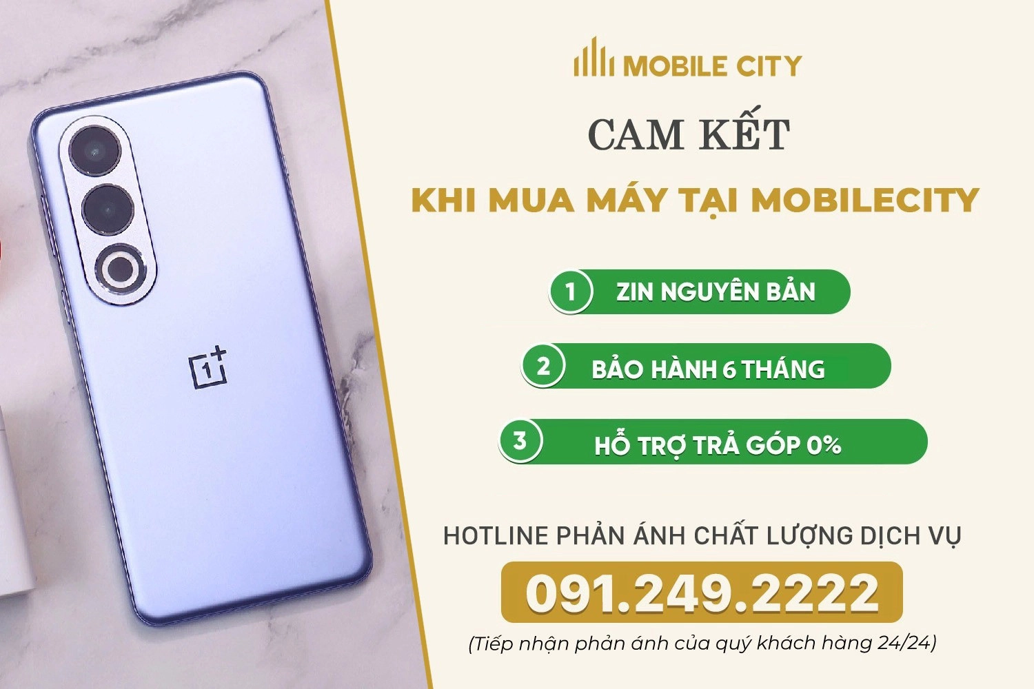 Cam kết khi mua OnePlus Ace 3V cũ tại MobileCity
