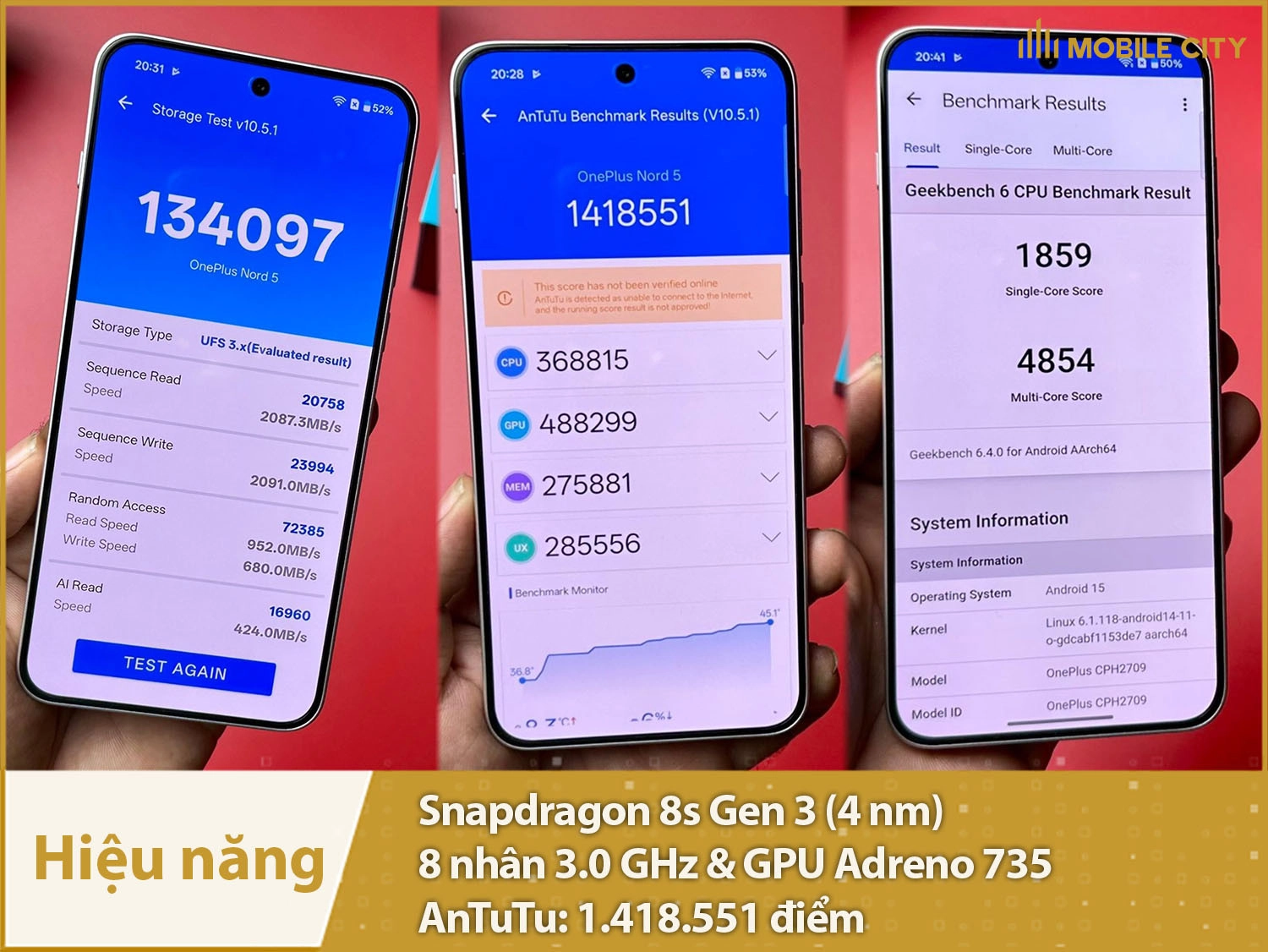 Hiệu năng rất mạnh với 1.418.551 điểm AnTuTu
