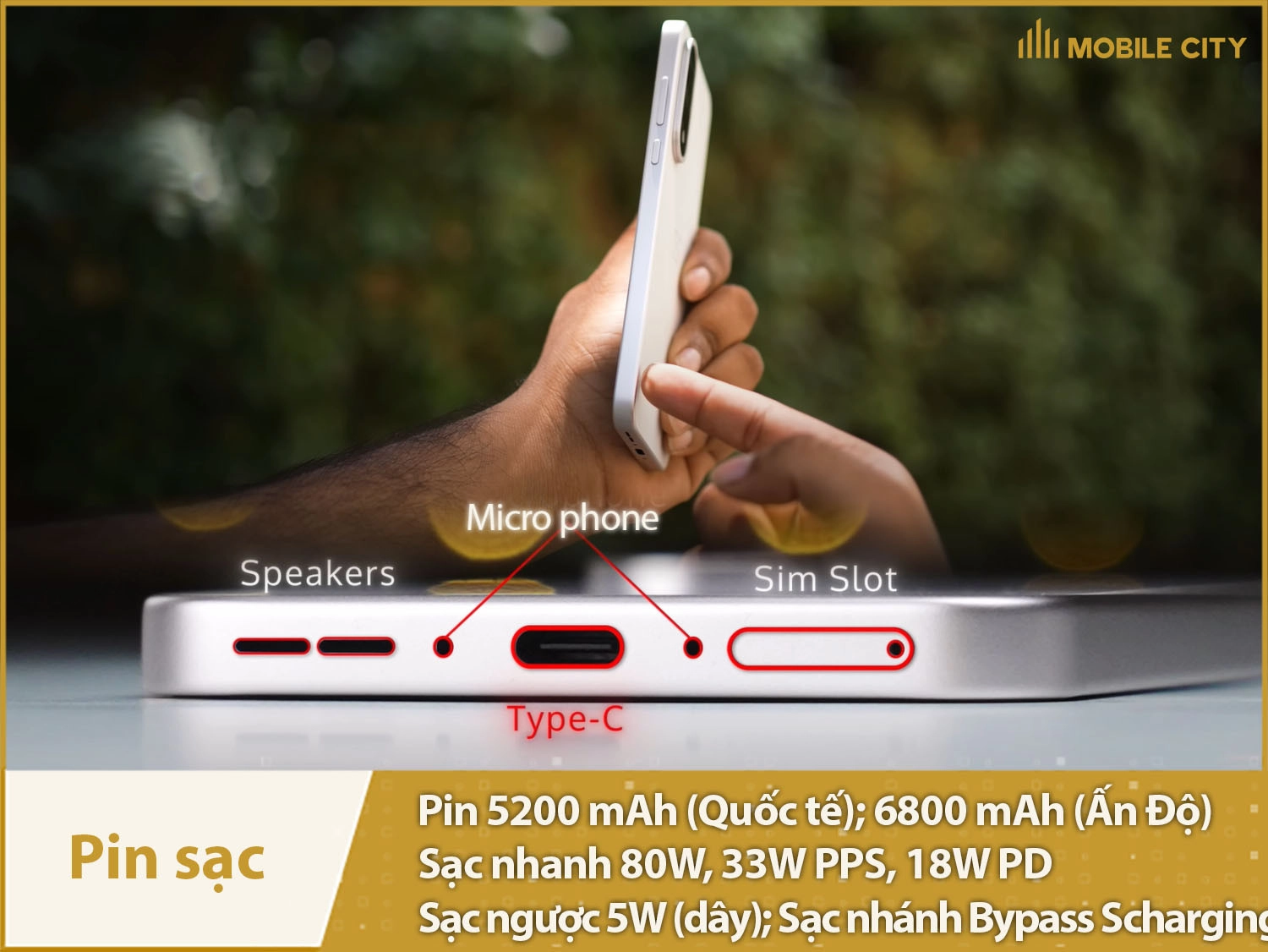 Thời lượng pin lâu dài & Sạc 80W, có sạc nhánh