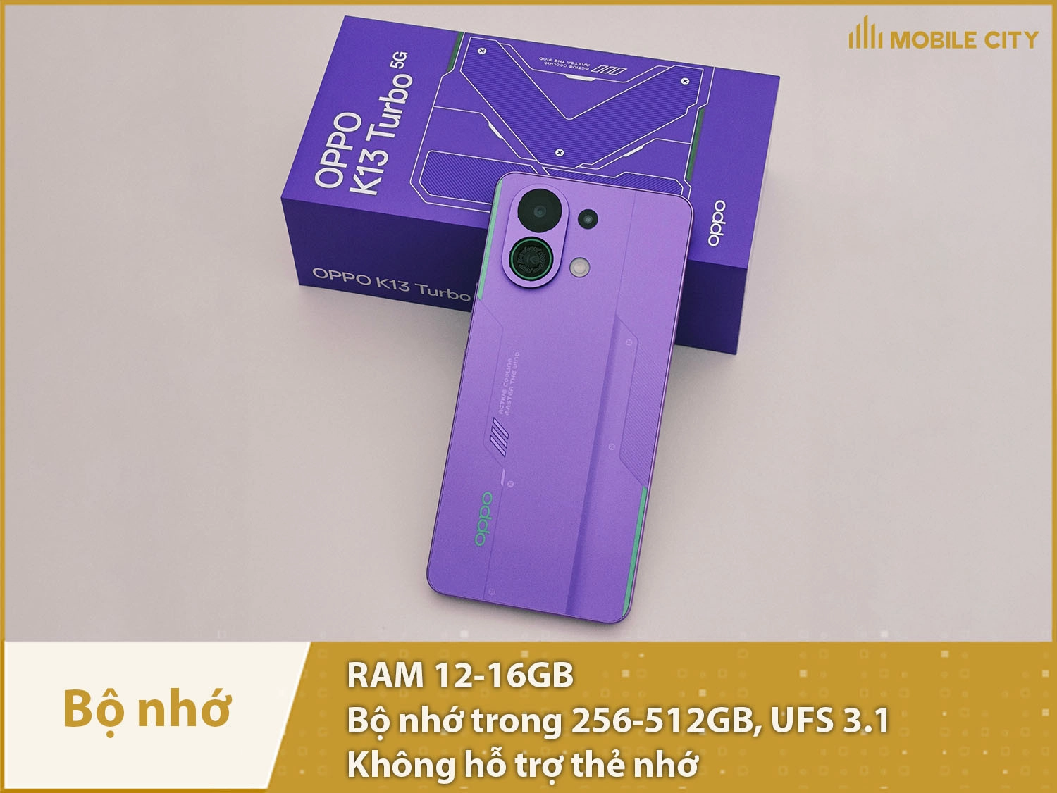OPPO K13 Turbo có RAM 12-16GB & Bộ nhớ trong 256-512GB