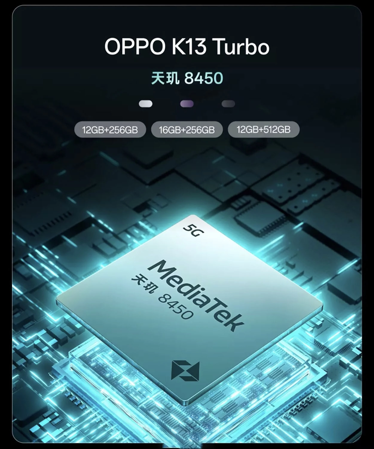 OPPO K13 Turbo được trang bị chip Dimensity 8450
