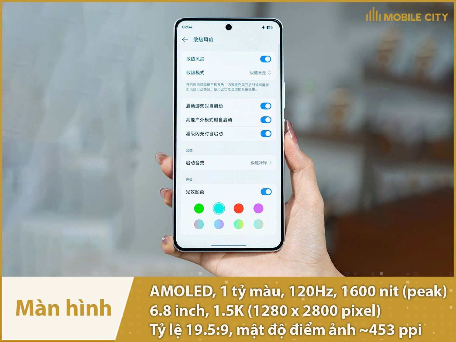 Màn hình AMOLED 1 tỷ màu, 6,8 inch 1.5K chất lượng cao