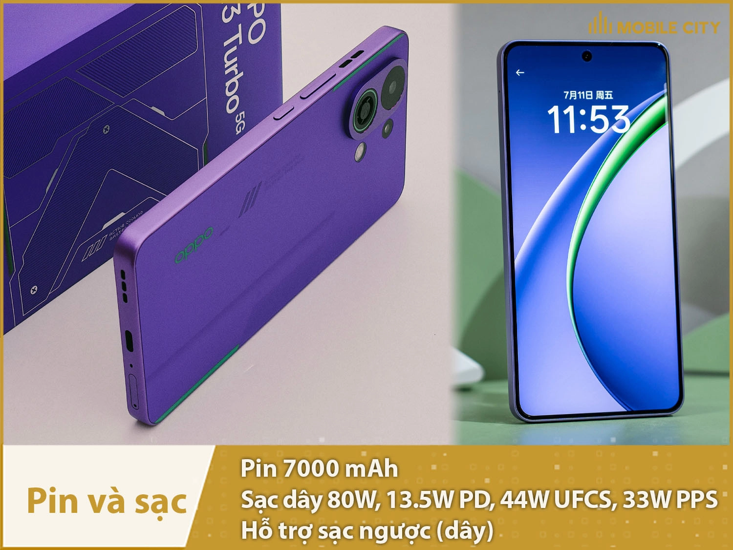 Pin dung lượng lớn 7000mAh & Tích hợp sạc nhanh 80W