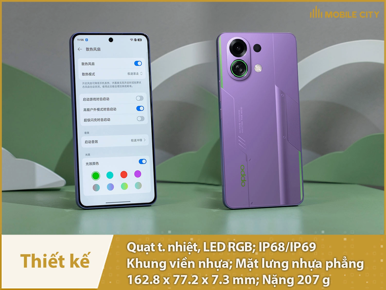 Gaming phone thanh thoát, quạt tản nhiệt, hỗ trợ IP69