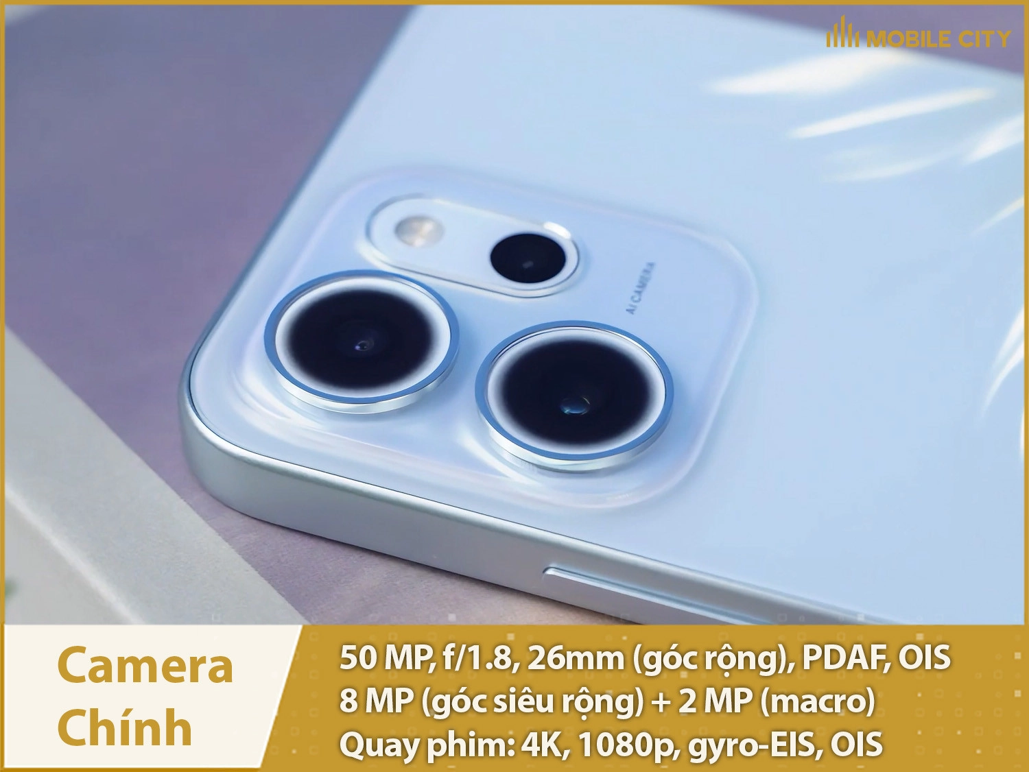 Camera AI 50MP; Selfie 32MP & Quay phim 4K